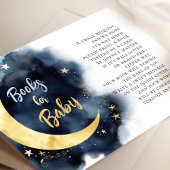 Moon and Stars Waterverf Books for Baby shower Informatiekaartje