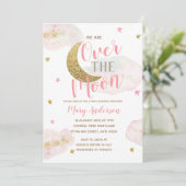 Moon and Stars Waterverf Roze Goud Baby shower Kaart (Staand voorkant)