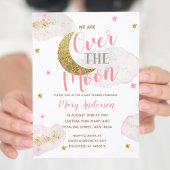 Moon and Stars Waterverf Roze Goud Baby shower Kaart