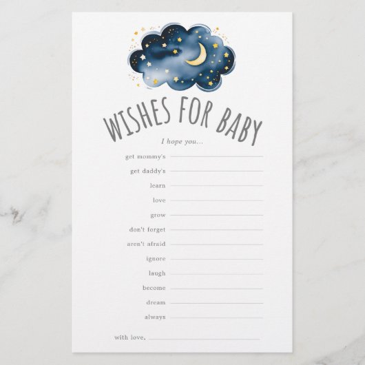 Moon and Stars Wensen voor Baby shower Advies Kaar Flyer (Voorkant)