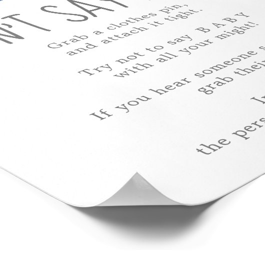 Moon and Stars Zeg geen Baby-spelcode Poster (Hoek)