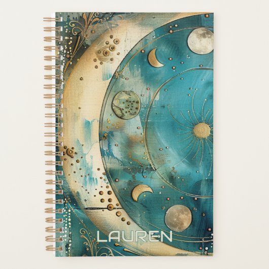 Moon and Sun Celestial Clean Name Planner (Voorkant)