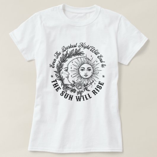 Moon and Sun Face Line Art T-shirt – hemelse rook (Design voorkant)