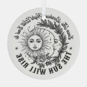 Moon and Sun Face Line Art T-shirt – hemelse rook Glas Ornament (Achterkant)