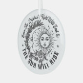 Moon and Sun Face Line Art T-shirt – hemelse rook Glas Ornament (Voorkant links)