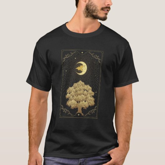 Moon And Tree Witchy Tarot Card Aesthetic T-shirt (Voorkant)