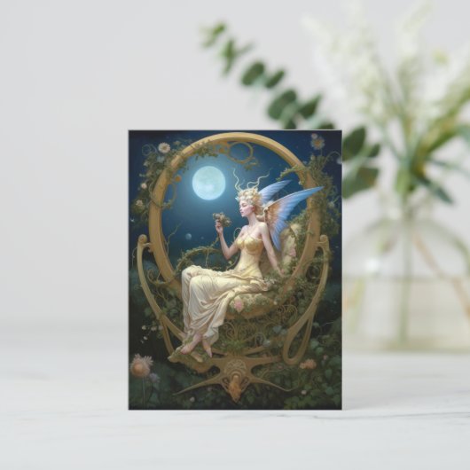 Moon Angel Fantasy Art Briefkaart (Staand voorkant)