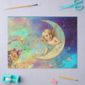 MOON ANGEL IN BLUE GOLD GEEL VLOEISTOFFEN TISSUEPAPIER (Craft)
