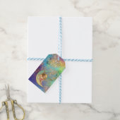 MOON ANGEL IN BLUE GOLD YELLOW SPARKLES CADEAULABEL (Met Touw)