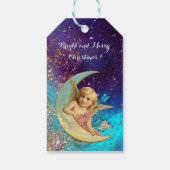 MOON ANGEL IN BLUE GOLD YELLOW SPARKLES CADEAULABEL (Achterkant)