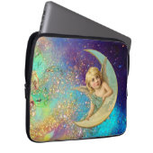 MOON ANGEL IN BLUE GOLD YELLOW SPARKLES LAPTOP SLEEVE (Voorkant Rechts)