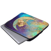 MOON ANGEL IN BLUE GOLD YELLOW SPARKLES LAPTOP SLEEVE (Voorkant onderkant)