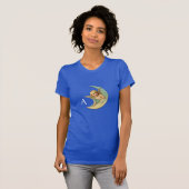 MOON ANGEL IN BLUE GOLD YELLOW SPARKLES MONOGRAM T-SHIRT (Voorkant volledig)