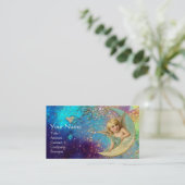 MOON ANGEL IN BLUE GOLD YELLOW SPARKLES MONOGRAM VISITEKAARTJE (Staand voorkant)
