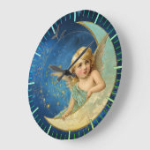 Moon Angel in Celestial Blue en Gold Grote Klok (Hoek)