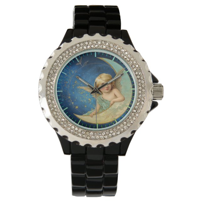  Moon Angel in Celestial Blue met Gold Horloge (Voorkant)