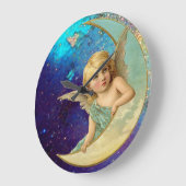 MOON ANGEL IN GOLD BLUE SPARKLES GROTE KLOK (Hoek)