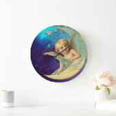 MOON ANGEL IN GOLD BLUE SPARKLES GROTE KLOK (Huis)