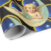 MOON ANGEL MET BRIGHT BLUE SAPPHIRE GEM STONES CADEAUPAPIER (Rol Hoek)
