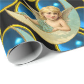 MOON ANGEL MET BRIGHT BLUE SAPPHIRE GEM STONES CADEAUPAPIER (Rol Hoek)