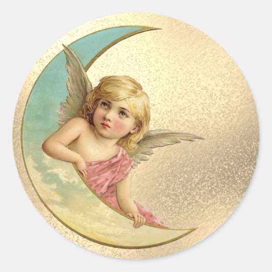  Moon Angel Ronde Sticker (Voorkant)
