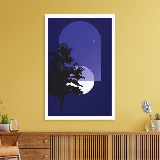 Moon Art Bohemian Style, grote afwerking Canvas Afdruk (Insitu (Woonkamer))