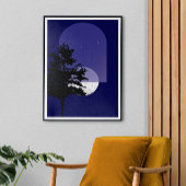 Moon Art Bohemian Style, grote afwerking Canvas Afdruk