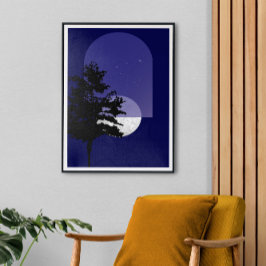 Moon Art Bohemian Style, grote afwerking Canvas Afdruk