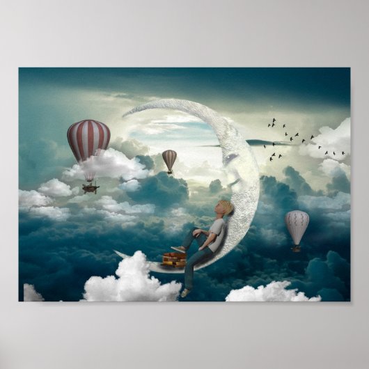 Moon Art Boy op het Poster van de Moon Artwork Fan (Voorkant)