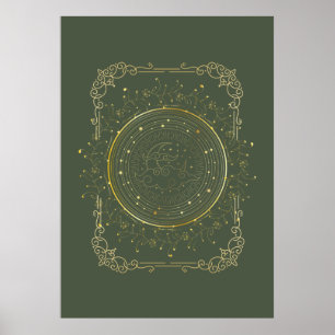 Moon art, decoratieve maan poster