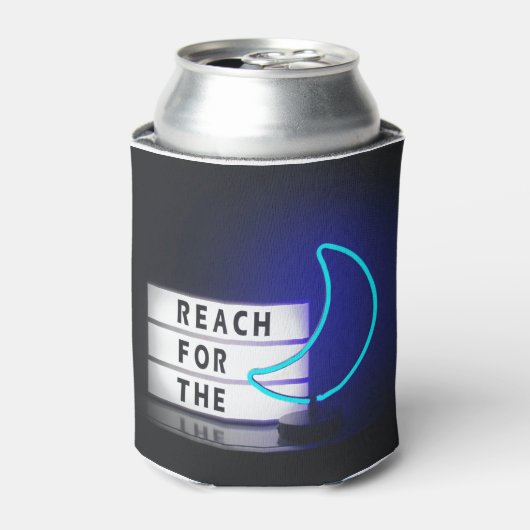 Moon Art Reach for the Moon Sign Typographic Afbee Blikjeskoeler (Blikje Voorkant)