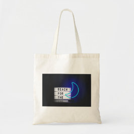 Moon Art Reach for the Moon Sign Typographic Afbee Tote Bag