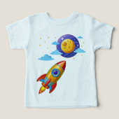Moon Astronaut Rocket Ship Kinder T-shirt (Design voorkant)