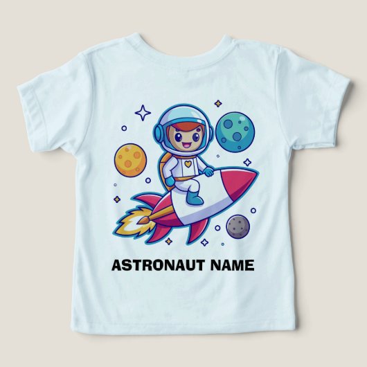 Moon Astronaut Rocket Ship Kinder T-shirt (Design achterkant)