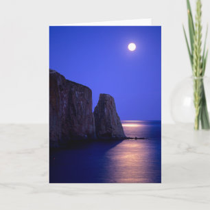 Moon At Dusk Perce Rock Gaspe Coast Quebec Kaart