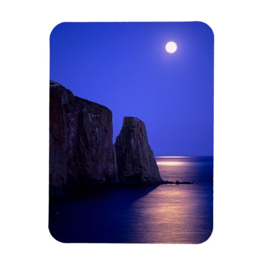 Moon At Dusk Perce Rock Gaspe Coast Quebec Magneet (Verticaal)