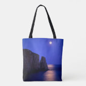 Moon At Dusk Perce Rock Gaspe Coast Quebec Tote Bag (Achterkant)