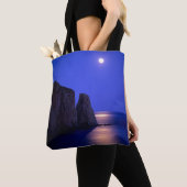 Moon At Dusk Perce Rock Gaspe Coast Quebec Tote Bag (Dichtbij)