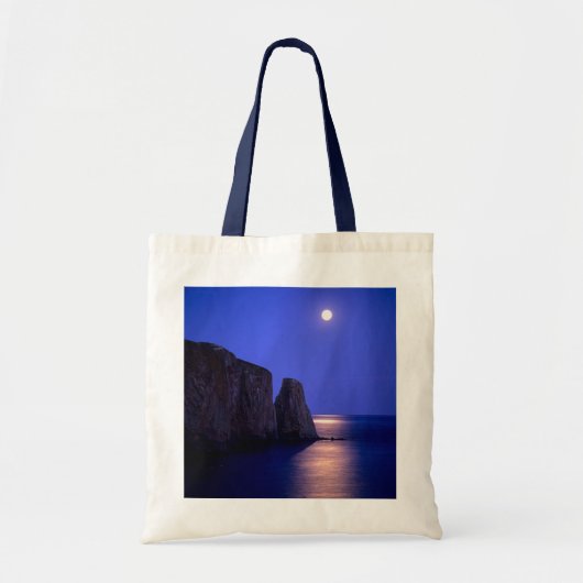 Moon At Dusk Perce Rock Gaspe Coast Quebec Tote Bag (Voorkant)