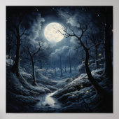 Moon at Night Sky Poster - Prachtige Maankunst Pri (Voorkant)