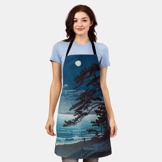 Moon at Ninomiya Beach, Hasui Kawase Schort (Gedragen)