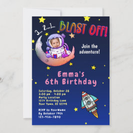 Moon Avontuur (meisje) Foto Verjaardagsfeest Uitno Kaart