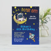 Moon Avontuur Verjaardagsfeest Uitnodiging (Staand voorkant)