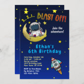 Moon Avontuur Verjaardagsfeest Uitnodiging (Voorkant / Achterkant)