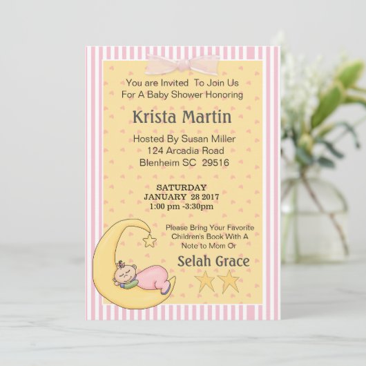 Moon Baby Breng een Uitnodiging van het Baby showe (Staand voorkant)