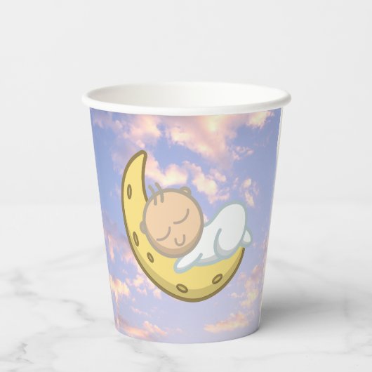 Moon Baby Design Papieren Bekers (Achterkant)