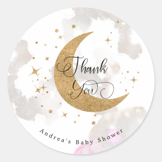 Moon baby shower Dank u Stickers (Voorkant)