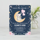 Moon Baby shower / Girly Elephant Twinkle Star Kaart (Staand voorkant)