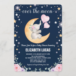 Moon Baby shower / Girly Elephant Twinkle Star Kaart