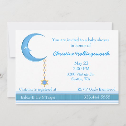 Moon Baby shower Invitation Kaart (Voorkant)